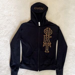 California Fleece by American Apparel cotton black embroidered Princess hoodie L